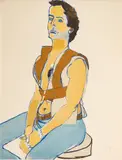 Alice Neel, Untitled, Lithograph in Colors on Wove Paper 1980, "Man in Harness"