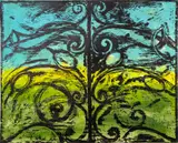 Jim Dine, Untitled, Woodcut with Hand Coloring on Wove Paper, 1983, "The First Wood Gate"