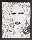 Walasse Ting, Untitled, Ink on Paper, Ca. 2001, "Portrait 2"