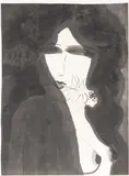 Walasse Ting, Untitled, Watercolor, India Ink on Paper "Portrait of a Woman"