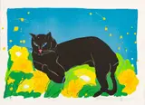 Walasse Ting, Untitled, Lithograph in Colors on Wove Paper, 1981, "Black Cat"