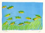 Walasse Ting, Untitled, Lithograph in Colors on Wove Paper, "Busy Bodies Grasshoppers"