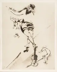 Untitled by Marc Chagall, Etching with Drypoint on Wove Paper, Ca. 1924, L' Acrobate Au Violin, sold Nov 2024