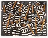 Winfred Rembert, Color Reduction, Woodcut with Screenprint on BFK Rives Paper 2014