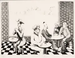 Benny Andrews, Untitled, Lithograph on Paper "New York Café"