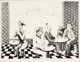Benny Andrews, Untitled, Lithograph on Paper "New York Café"