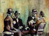 Bowen Kline, Untitled, Oil And Acrylic on Masonite, "Homage to Cezanne"