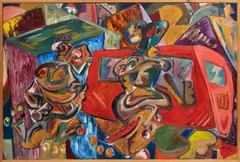 Jon Parlangeli, Untitled, Oil on Canvas, "One Step Forward, 2 Steps Back"