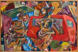 Jon Parlangeli, Untitled, Oil on Canvas, "One Step Forward, 2 Steps Back"