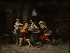 François Dumont, Untitled, Oil on Canvas, Ca. 1894, Cavaliers Playing Dice