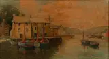 William Ward Jr., Untitled, Oil on Canvas "Wharf Scene"