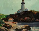 Casper Hjalmar Amundsen, Untitled, Oil on Canvas "A Maine Lighthouse"