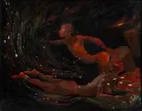 William Girard, Untitled, Oil And Tempera on Panel Ca. 2007, Joe Goes to New Yor in Madam Zajj's Dream