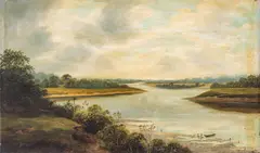 Richard Ellis Wilkinson, Untitled, Oil on Canvas 1877, "English River Landscape"