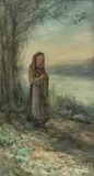 Robert Hopkin, Untitled, Watercolor on Paper "Woman at a Lakeside"