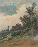 Robert Hopkin, Untitled, Watercolor on Paper "Hilltop Cottage"
