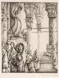 Erik Desmazieres, Untitled, Etching on Paper, Ca. 1972, "Une Conspiration"