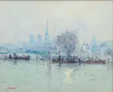 Jean-Pierre Dubord, Untitled, Acrylic on Canvas, Rouen, Travaux a L'ile Lacroix