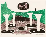 Julian Trevelyan, Untitled, Etching with Aquatint on Paper, "Kensington Gardens"