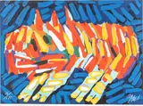 Untitled by Karel Appel, Lithograph in Colors on Wove Paper "Clown Cat", sold Nov 2024