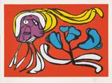 Karel Appel, Untitled, Screenprint in Colors on Wove Paper, Ca. 1977, "Red Floating Passion"