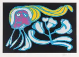 Karel Appel, Untitled, Screenprint in Colors on Wove Paper, Ca. 1977, "Black Floating Passion"
