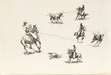 Edward Borein, Untitled, Ink on Paper "Cowboy Roping a Steer"