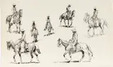 Edward Borein, Untitled, Ink Sketch on Paper, "Cowboy on Horseback"