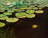 Elisabet Stacy-Hurley, Untitled, Oil on Canvas, "Leaf on the Pond"