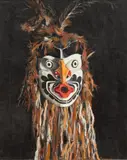 Elisabet Stacy-Hurley, Untitled, Oil on Canvas Board, 1983, "Grouse Mask, Made by Willie Seaweed"