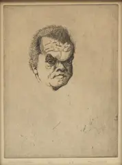 Theo Wujcik, Untitled, Engraving on Paper, Ca. 1963, "Midget Wrestler"