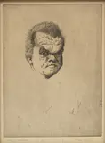 Theo Wujcik, Untitled, Engraving on Paper, Ca. 1963, "Midget Wrestler"