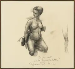 Aedwyn Darroll, Untitled, Charcoal Sketch on Paper, 1964, Female Nude