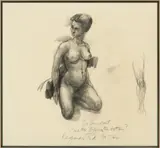 Aedwyn Darroll, Untitled, Charcoal Sketch on Paper, 1964, Female Nude