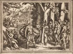 Antonio Tempesta, Untitled, Engraving on Laid Paper, 17th C., Illustration for Tasso's Gerusalemme Liberata
