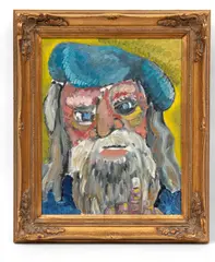 Jon Parlangeli, Untitled, Oil on Canvas, Ca. 2000, "DaVinci Flipping Off the World"
