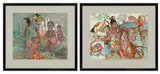 Anthony Beasley, Untitled, Mixed Media on Cardboard, Jungle Themes, 2 pcs