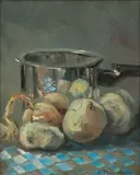 Elisabet Stacy-Hurley, Untitled, Oil on Canvas, "Stainless Steel Potatoes"