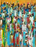 Kwame Awuku, Untitled, Oil on Canvas, 2009, Tribal Gathering