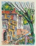 N.E. Osborn, Untitled, Watercolor on Wove Paper, Ca. Late 20th C., "Church St. - Providence, RI"