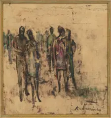 Robert Rukavina, Untitled, Oil on Paper, 1968, "Group of Figures"