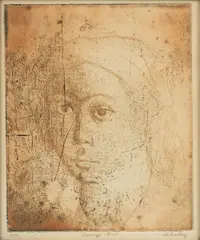 David Silverberg, Untitled, Etching on Paper, Ca. 1969, Danny's Girl
