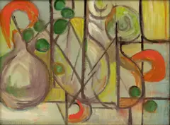Mary Glass, Untitled, Oil on Canvas Board, "Abstract Still Life"