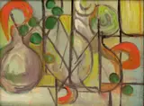Mary Glass, Untitled, Oil on Canvas Board, "Abstract Still Life"