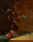 Elisabet Stacy-Hurley, Untitled, Oil on Canvas, "Still Life with Crab Apples"