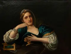 Untitled by William Hogarth, Oil on Canvas Ca. 1880-1910, "Sigismunda Mourning over the Heart of Guiscardo", sold Nov 2024