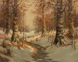 Bryan Tarton, Untitled, Oil on Canvas "Winter Wooded Landscape"