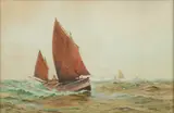 Rba Charles Hannaford, Untitled, Watercolor "A Fair Wind Home, Herring Fishers Off Lowestoft"