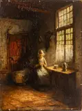Jacques Snoeck, Untitled, Oil on Beveled Panel, Ca. Early 20th C., "Interior Genre Scene"