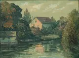 Caesare Ricciardi, Untitled, Oil on Board "Cottage by a River"